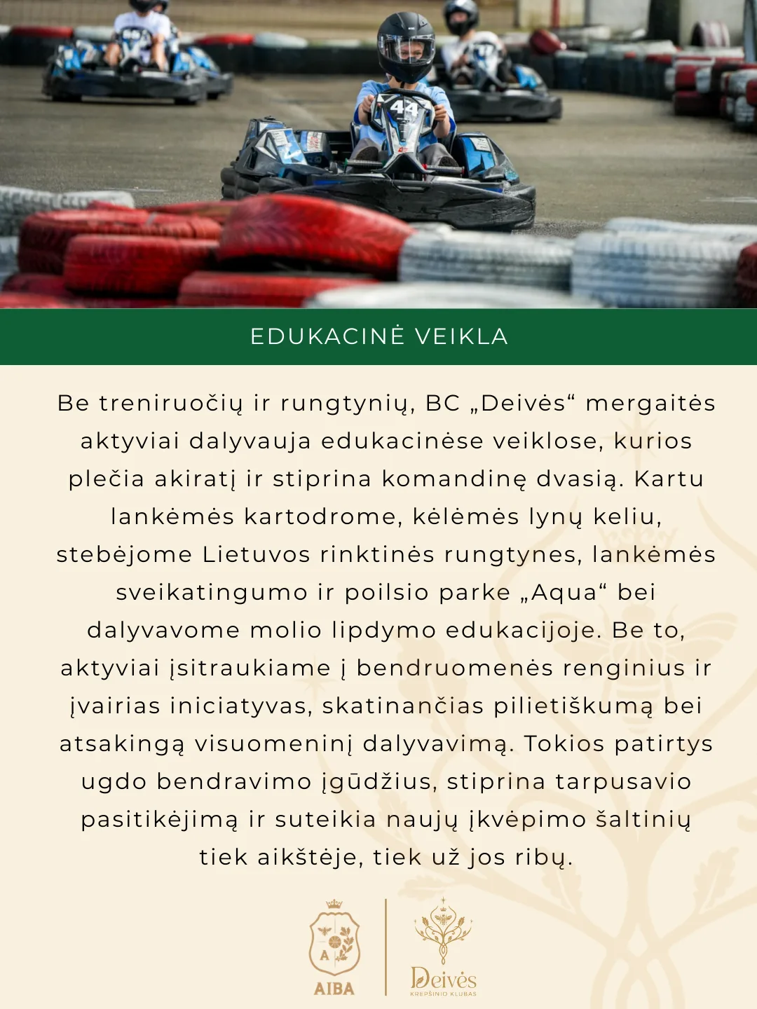 Sezono metu vyksta reguliarūs susitikimai su sporto psichologe, kuri padeda mergaitėms ugdyti psichologinį atsparumą, susidoroti su įtampa varžybų metu ir palaikyti motyvaciją treniruotėse. Šiuola (4) Sezono metu vyksta reguliarūs susitikimai su sporto psichologe, kuri padeda mergaitėms ugdyti psichologinį atsparumą, susidoroti su įtampa varžybų metu ir palaikyti motyvaciją treniruotėse. Šiuola (4)